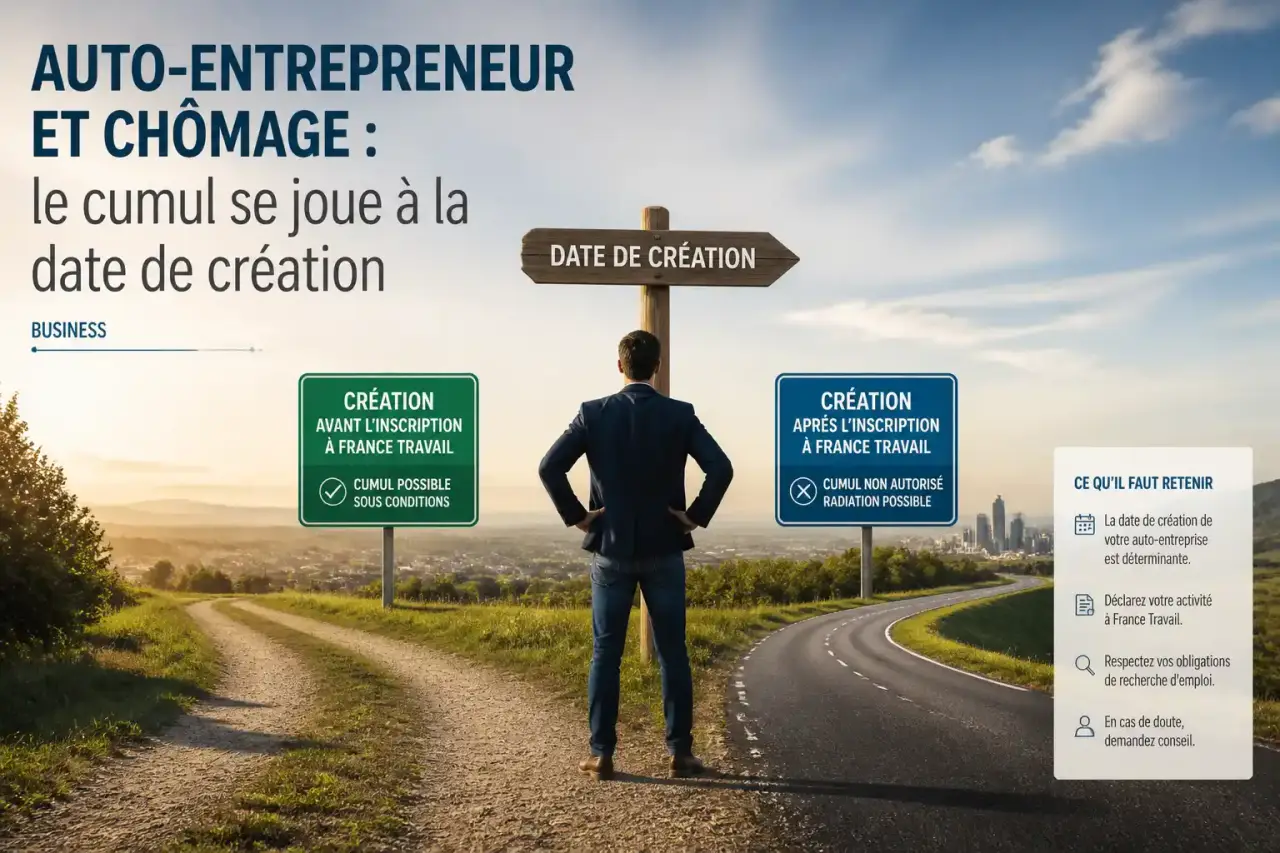 Auto-entrepreneur et chômage : le cumul se joue à la date de création