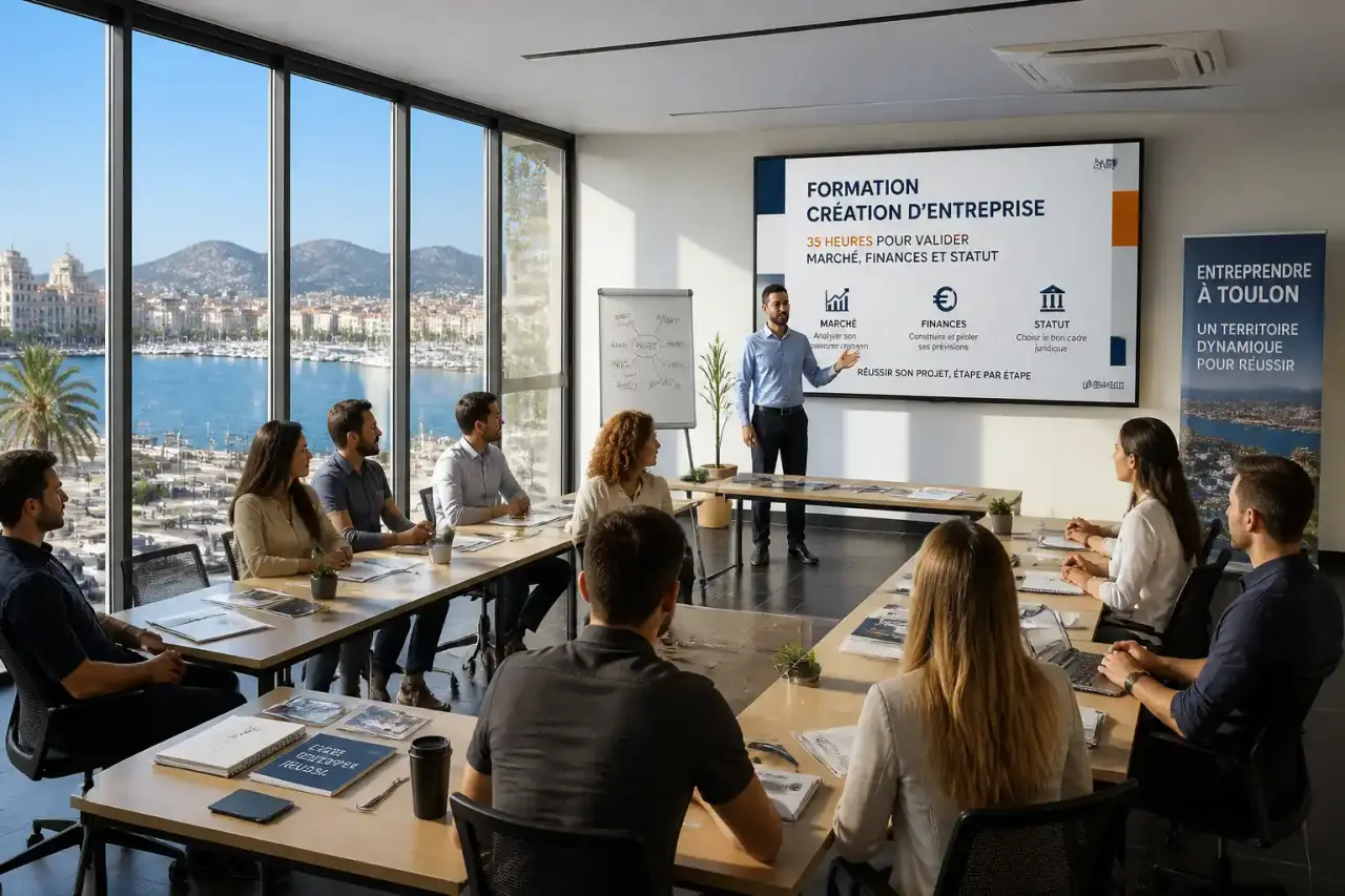 Formation création entreprise à Toulon : 35 heures pour valider marché, finances et statut